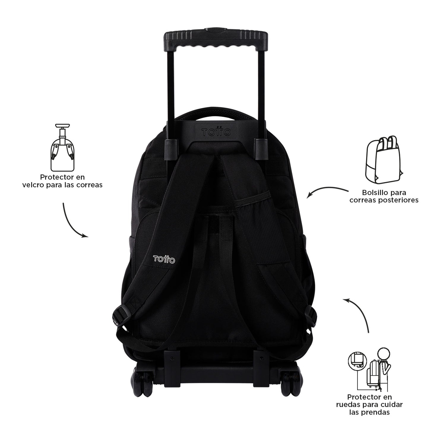 Trolley Escolar 8 a 12 anos Renglones Preto