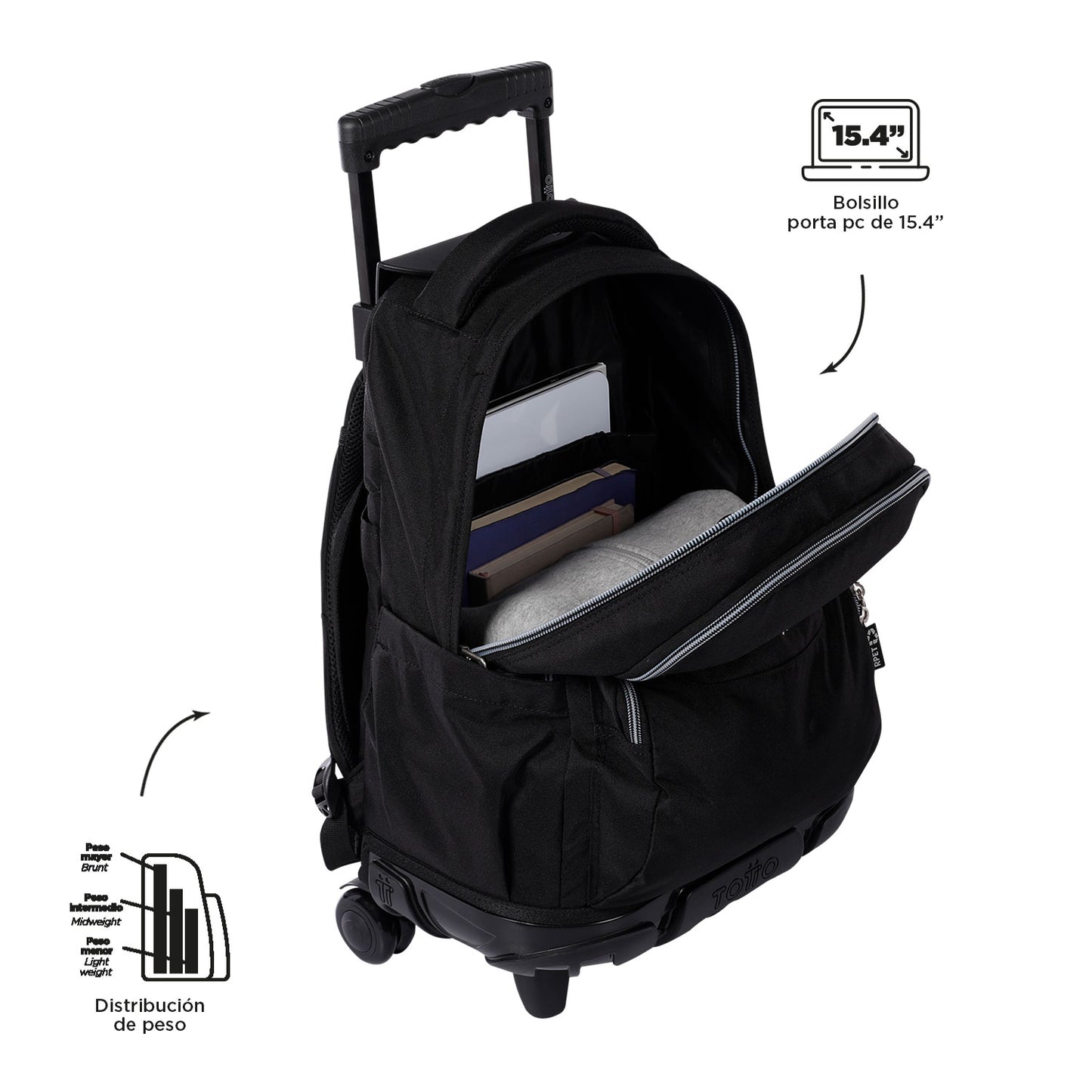Trolley Escolar 8 a 12 anos Renglones Preto