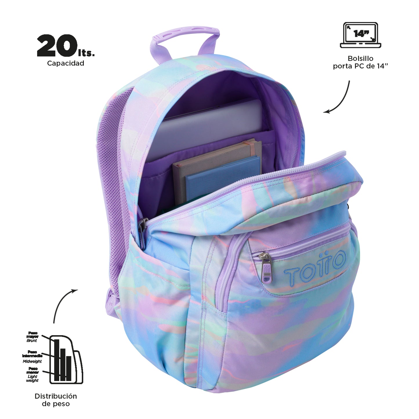 Mochila Escolar 8 a 12 anos Acuarela 5DO