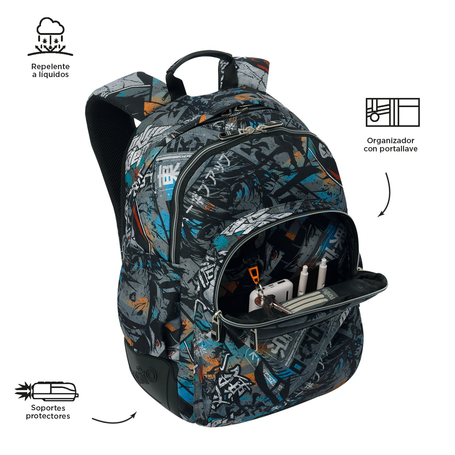 Mochila Escolar 8 a 12 anos Rayol 7YL + estojo Tablero 7YL