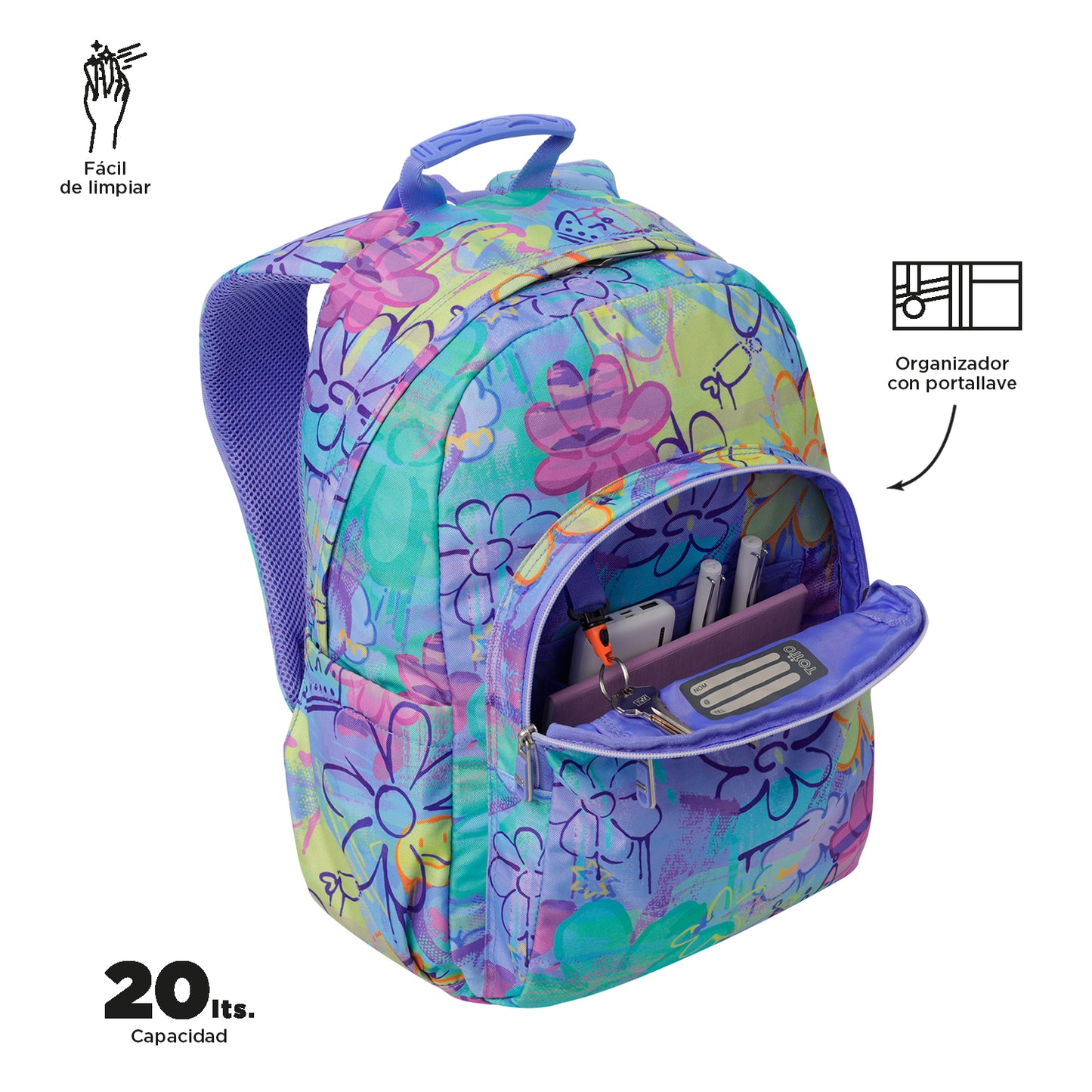 Mochila Escolar 8 a 12 anos Acuareles 5Q8