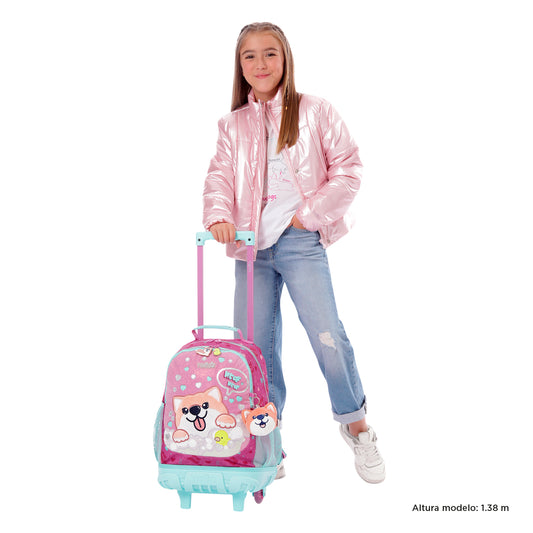 MOCHILA COM RODAS M 6 e 7 anos DOGGY LOVE 1K6