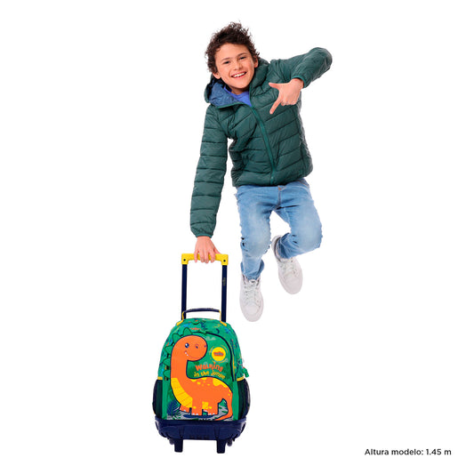 MOCHILA COM RODAS INFANTIL M 6 a 7 anos DINOMAX 5D6