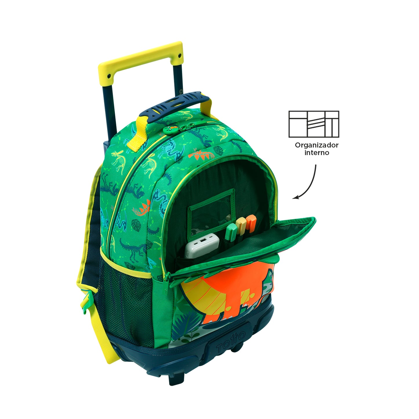 MOCHILA COM RODAS INFANTIL M 6 a 7 anos DINOMAX 5D6