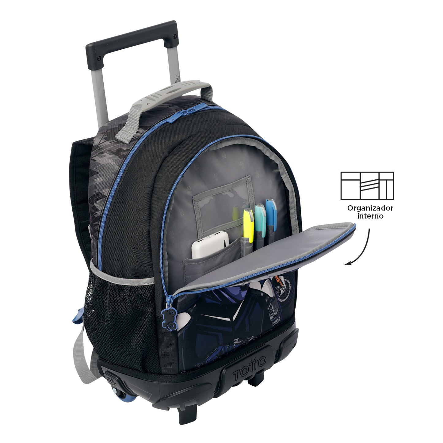MOCHILA COM RODAS INFANTIL M 6 e 7 anos Helmet Racer NZ0
