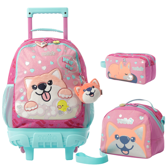 Conjunto Trolley M 6 a 7 anos+Lancheira+Estojo DOGGY LOVE 1K6