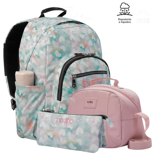 Conjunto Mochila+Estojo Triplo 4HX+Lancheira P56