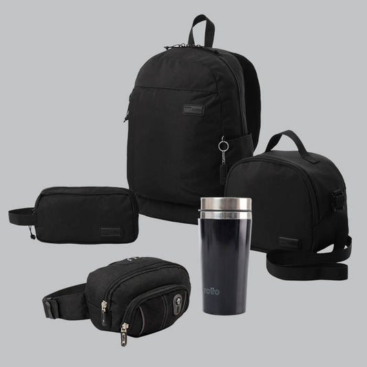 Mochila+Lancheira+Estojo+Bolsa de Cintura+Garrafa N01