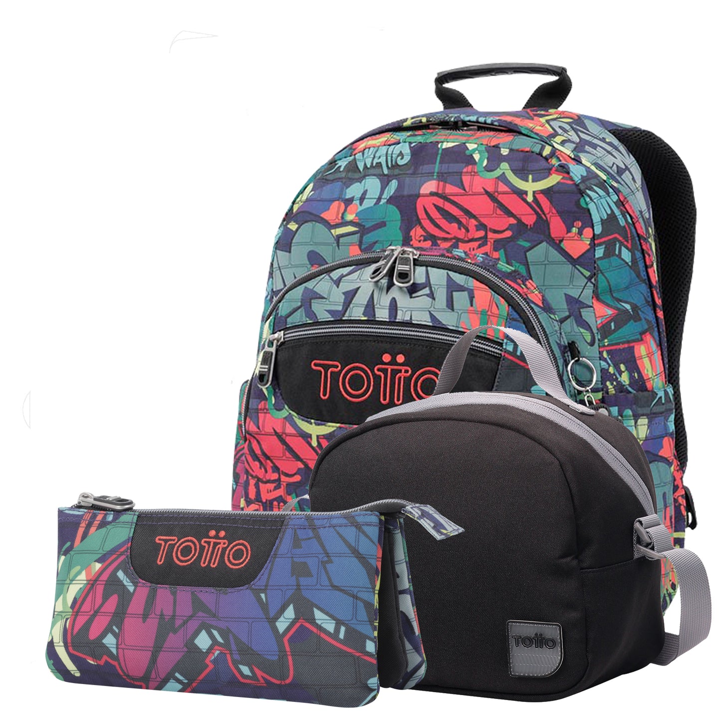 Conjunto Mochila+Estojo Triplo 6JO+Lancheira N01
