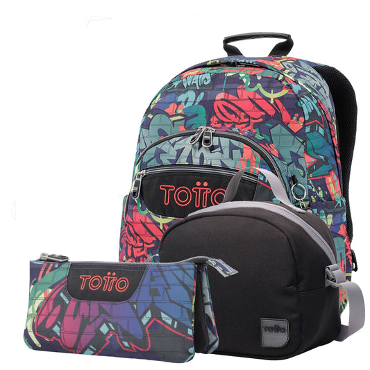 Conjunto Mochila+Estojo Triplo 6JO+Lancheira N01