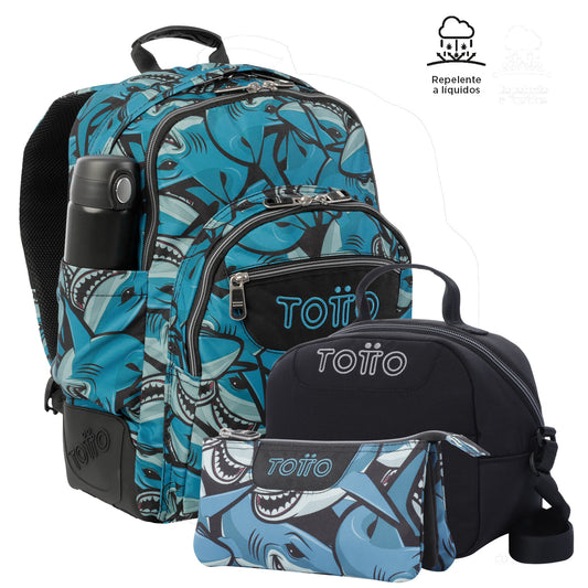 Conjunto Mochila+Estojo Triplo 6JQ+Lancheira N01