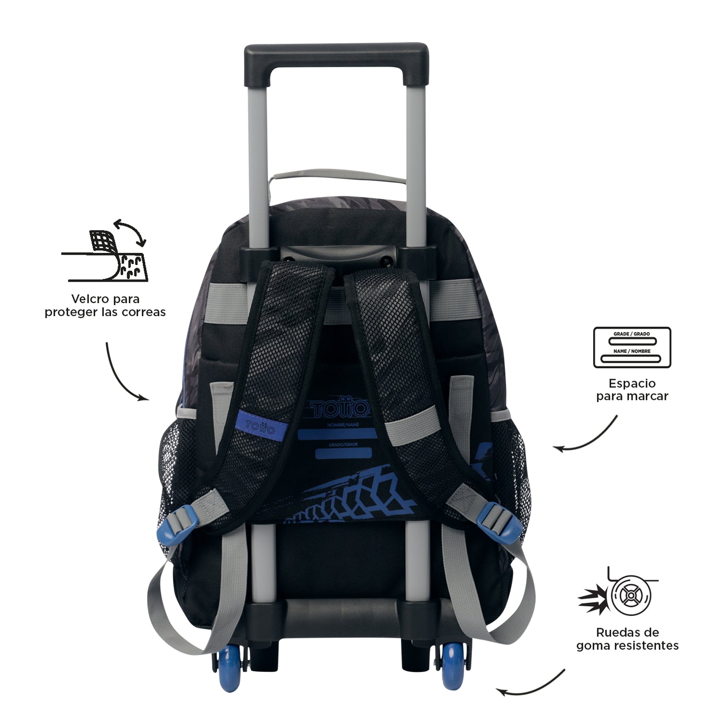 MOCHILA COM RODAS INFANTIL M 6 e 7 anos Helmet Racer NZ0