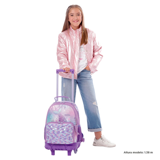 MOCHILA COM RODAS INFANTIL M 6 e 7 anos SIRENY 4QU