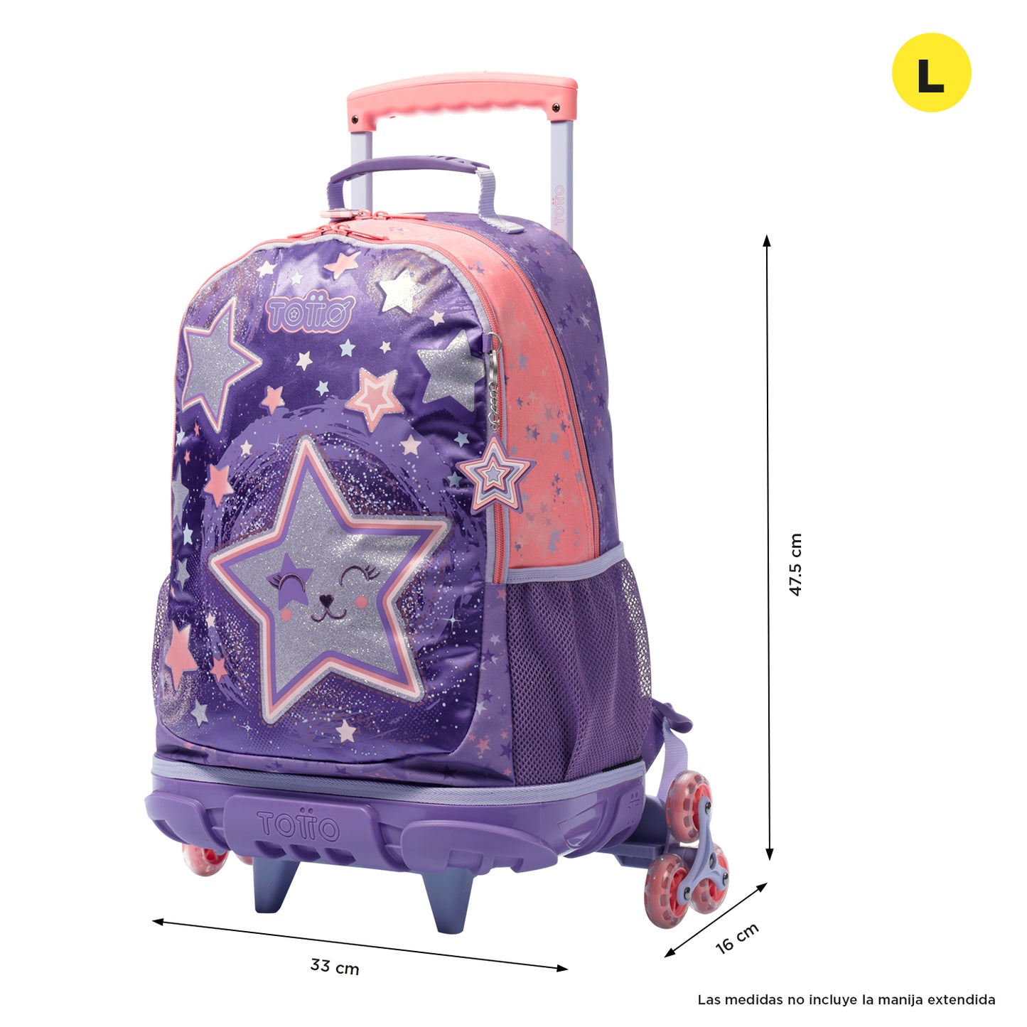 MOCHILA COM 3 RODAS INFANTIL L 8 a 10 anos STAR CAT 4Q8